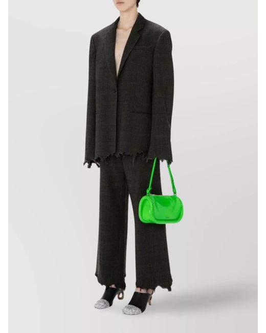 J.W. Anderson Black Wool Checked Distressed Straight-Leg Trousers