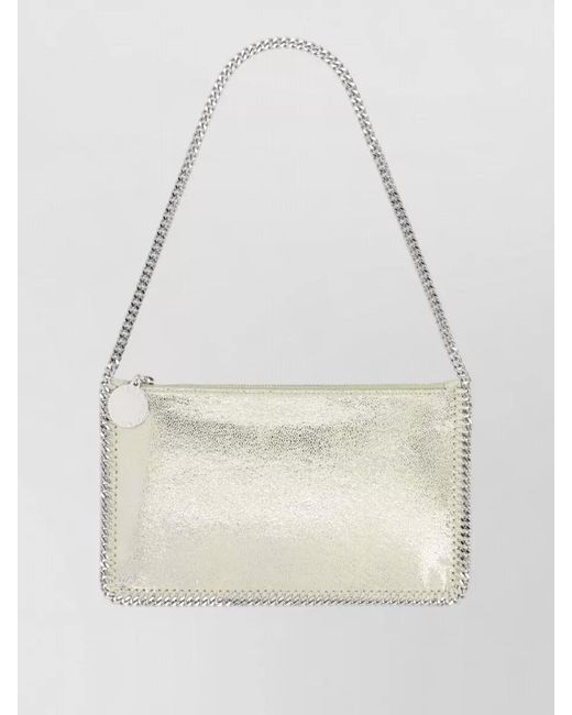 Stella McCartney White Rectangular Shoulder Bag Metallic Chain Strap