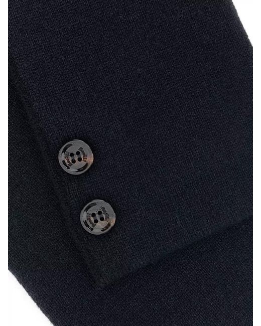 Moorer Blue Cashmere Scarf Wool Blend Button Detail for men