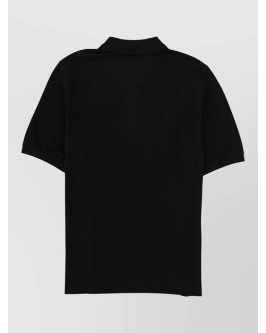 Maison Kitsuné Black Polo Collar Short Sleeve Menswear Top for men