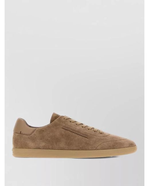 Zegna Brown Suede Lace Up Sneakers Minimal Design for men