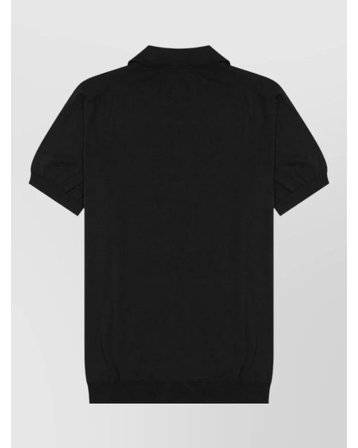 Drumohr Black Cotton Knit Polo Shirt for men