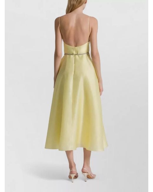 Alberta Ferretti Yellow Silk Midi Dress