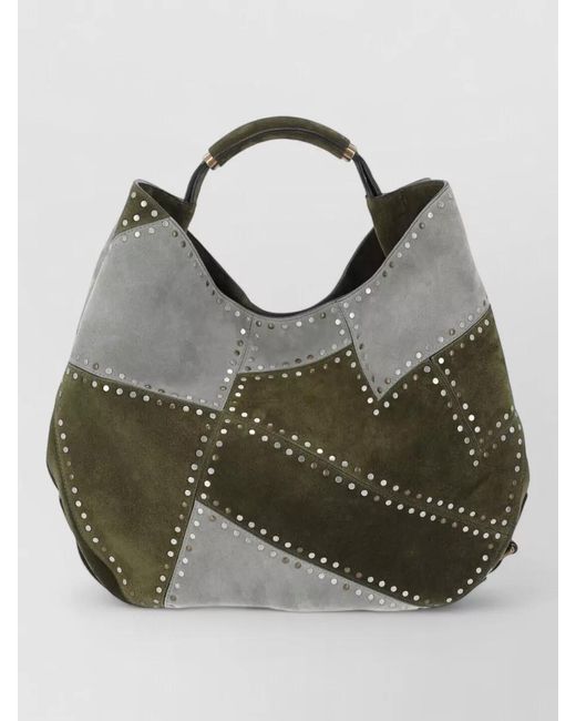 Moschino Multicolor Top Handle Shoulder Bag Studded Patchwork
