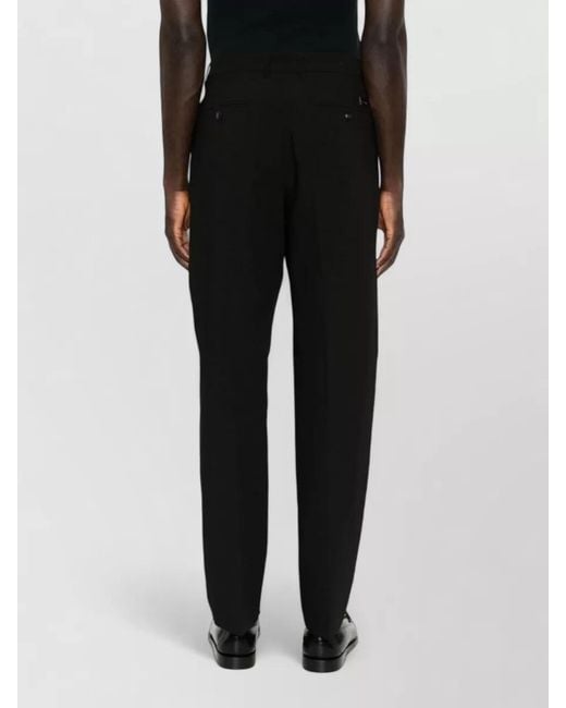 Emporio Armani Black Crepe Chino Trousers Straight Leg Pressed Crease for men