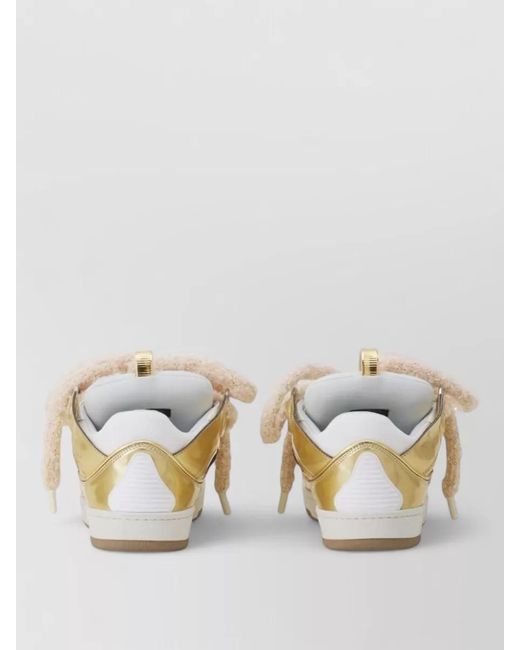 Lanvin Natural Low Top Sneakers Metallic Finish Perforated Rubber