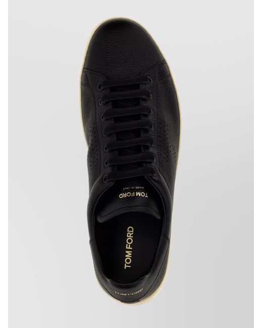 Tom Ford Black Leather Low-Top Sneakers for men