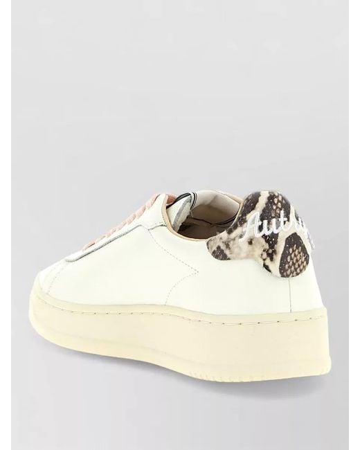Autry Natural Dallas Low Lace Up Sneakers Snakeskin Detail