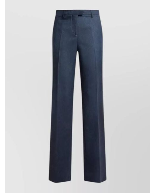 Etro Blue Tailored Suit Trousers High Waist