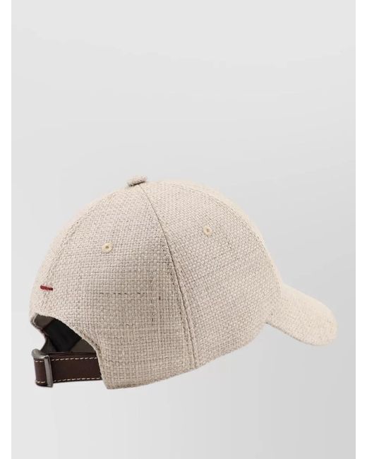Brunello Cucinelli Natural Silk Linen Wool Hat Curved Brim for men