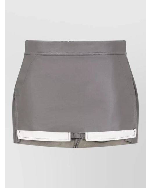 Rick Owens Gray Lamb Leather Asymmetric Mini Skirt