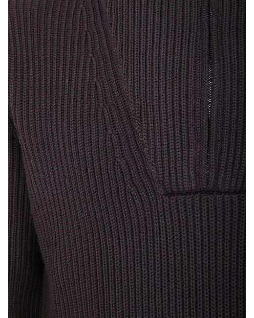 Filippo De Laurentis Gray Half Zip Wool Jumper for men
