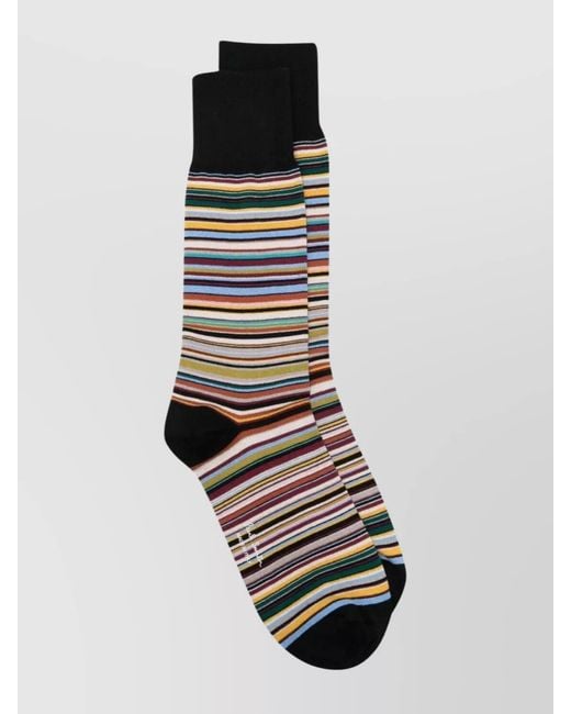 Paul Smith White Striped Artist Pattern Ankle-Length Socks for men