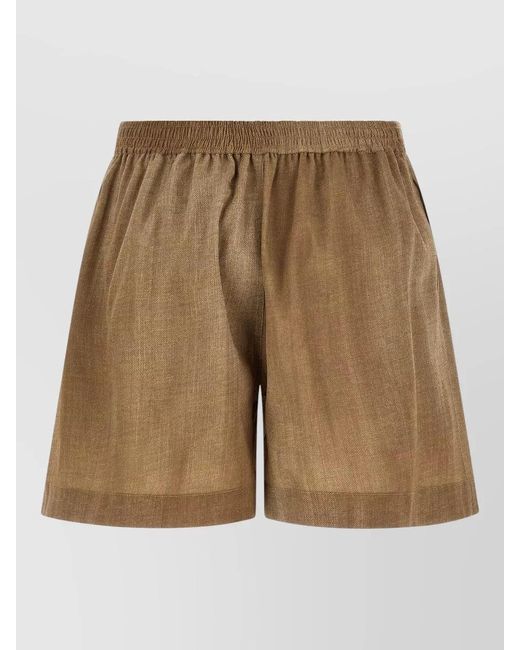 Ermanno Scervino Natural Marocain Shorts Pleated Front Button Waistband