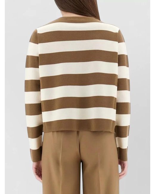 Max Mara Natural Viterbo Crew Neck Striped Knitwear