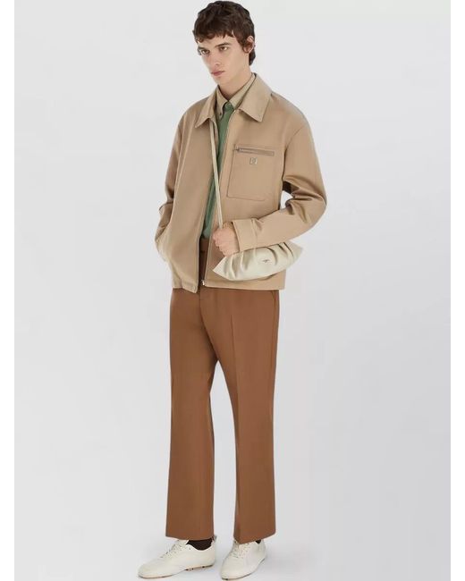 Fendi Natural Ff Logo Plaque Zip-Up Blouson for men