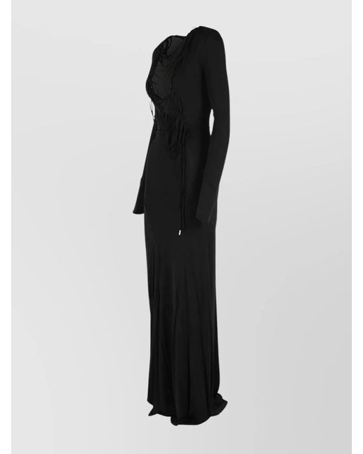 The Attico Black Viscose Maxi Dress