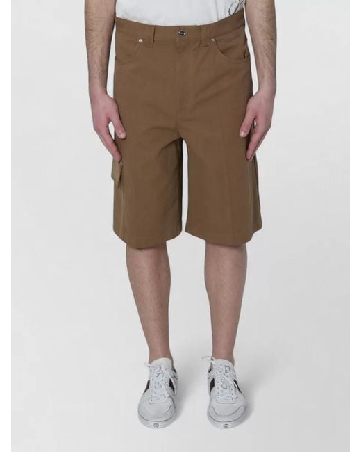 Gucci Natural Denim Mid-Rise Wide-Leg Cargo Shorts for men