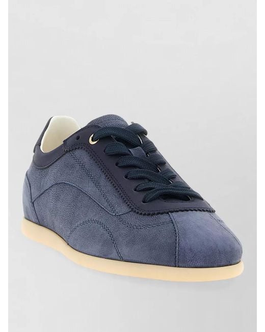 Brunello Cucinelli Blue Nubuck Suede Lace Up Low Top Sneakers for men
