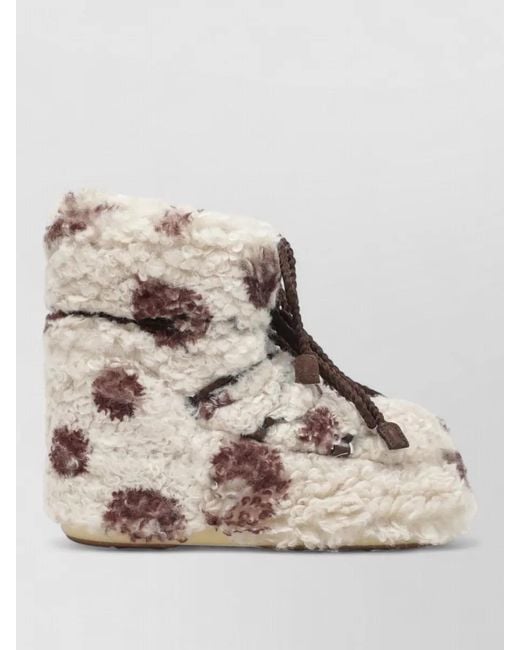 Moon Boot Natural Ankle Boots Faux Fur Texture Flat Sole