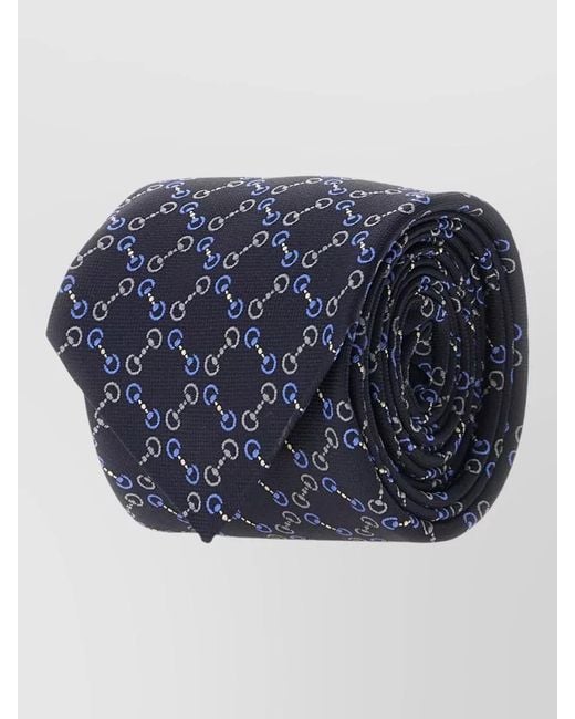 Gucci Blue Silk Tie Regular Width Patterned Style for men