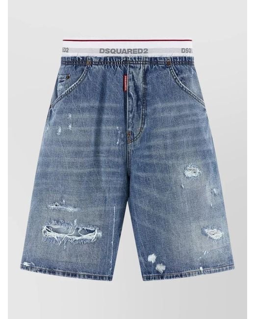 DSquared² Blue Surfer Denim Bermuda Shorts Five Pockets for men