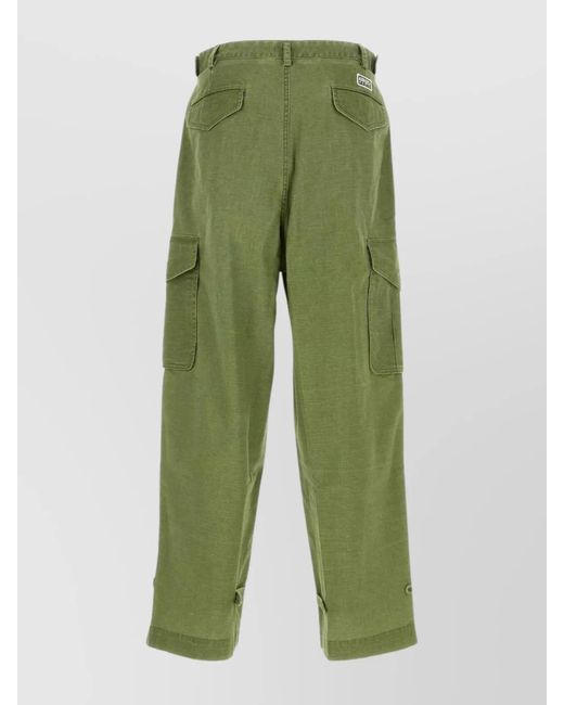 KENZO Green Cotton Cargo Trousers for men