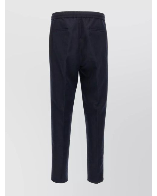 Brunello Cucinelli Blue Linen Tapered Trousers for men