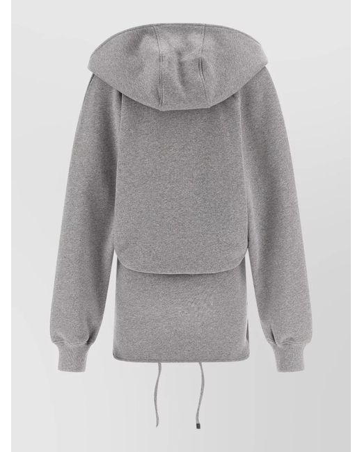 The Attico Gray Hooded Wrap Dress Long Sleeves Drawstring