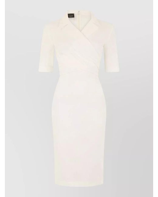 Pinko White Fitted Midi Dress Tie Waist Neckline