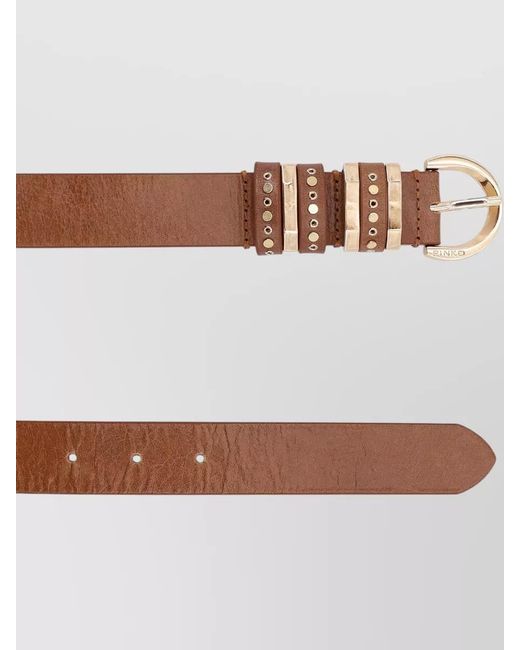 Pinko Brown Adjustable Belts Multiple Loops Smooth Studs