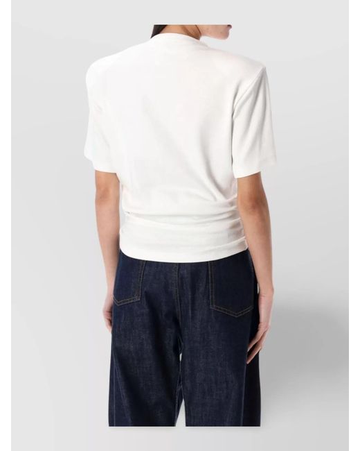 Magda Butrym White Ribbed Knotted Jersey T-Shirt