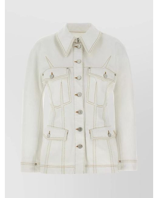 Givenchy White Stitched Pockets Collar Sleeves Jacket