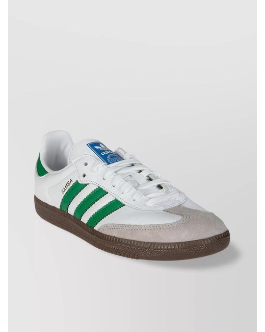 Adidas Green Leather Low-Top Sneakers for men