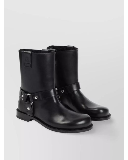 Loewe Black Leather Biker Ankle Boots