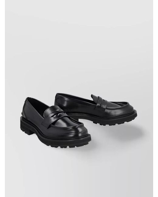 McQueen Black Leather Loafers for men