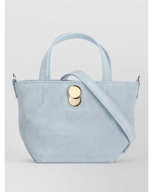 Fabiana Filippi Blue Suede Shoulder Bag Eclissi Detail