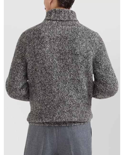 Brunello Cucinelli Gray Cashmere Silk Turtleneck Long-Sleeve Jumper for men