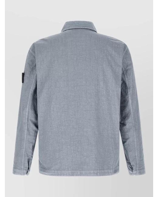 Stone Island Blue 1200003 Overshirt Jacket Chest Pocket Sleeves for men