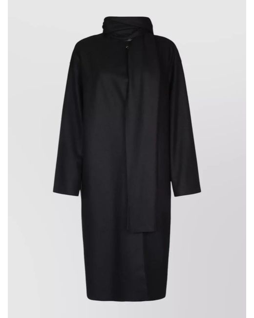 Harris Wharf London Black Cashmere Blend Coat High Collar Scarf