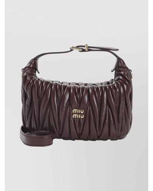 Miu Miu Brown Compact Quilted Purse Adjustable Strap