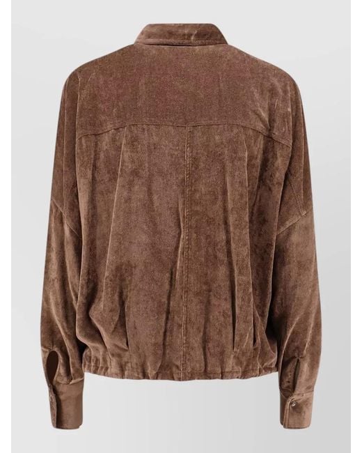 Brunello Cucinelli Brown Corduroy Overshirt Drawstring Hem And Pockets