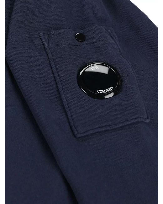 C P Company Blue Cotton Crew Neck Sweatshirt Arm Pocket for men