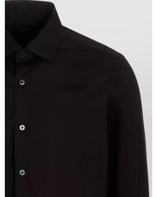 Barba Napoli Blue Poplin Shirt Straight Cut Buttoned Cuffs Long Sleeves for men