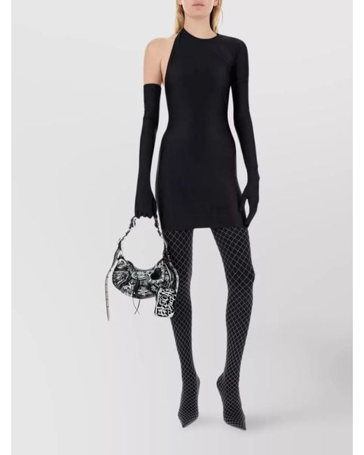 Balenciaga Black One-Shoulder Cutout Mini Dress