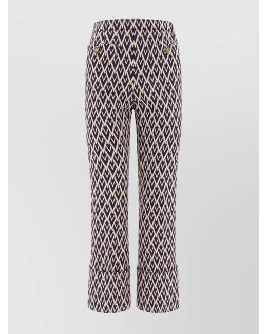 Valentino White Chevron Pattern Trousers Buttoned Pockets