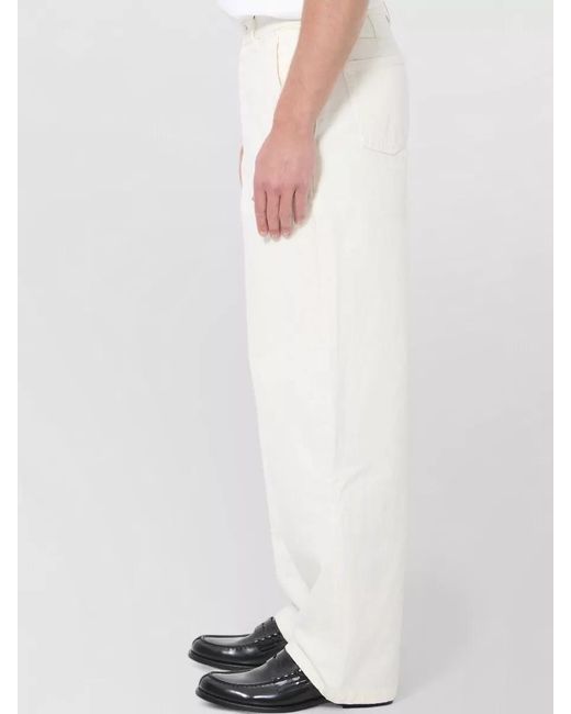 AMI White Denim Mid-Rise Wide-Leg Balloon Jeans for men
