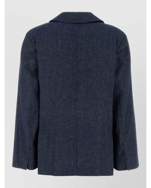 Max Mara Blue Stretch Denim Blazer Double Breasted Buttons