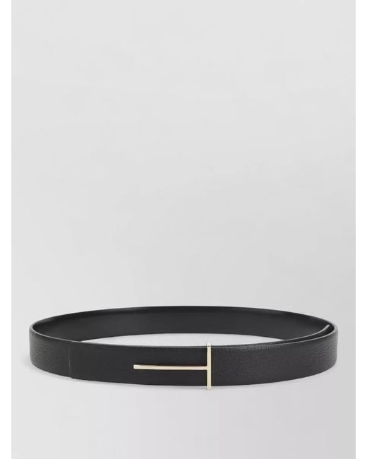 Tom Ford Gray Leather Belt Adjustable Fit Grained Design