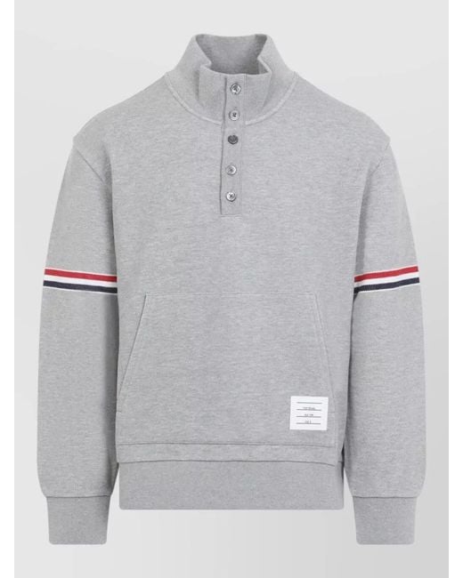 Thom Browne Gray Cotton Funnel Neck Pullover for men